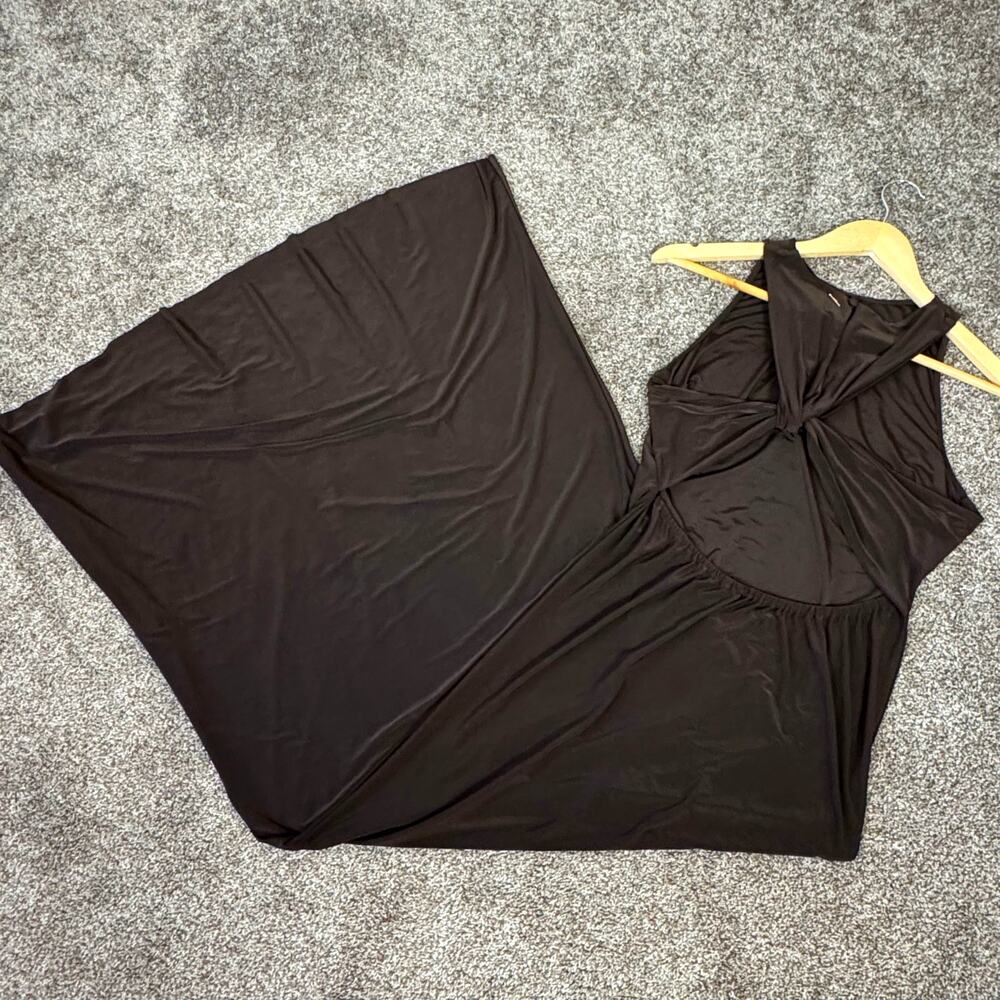 Misa Los Angeles Chocolate Brown Sleeveless Maxi Dress with Back Cutout